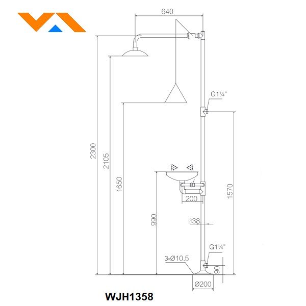 Stainless Steel Combination Emergency Shower WJH1358